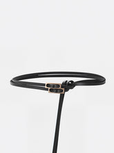 Double-Loop Buckle Leather Thin Belt