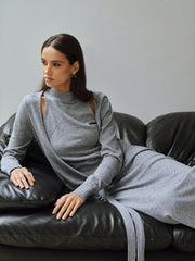 Knit Cut-Out Tie Waist Top and Skirt Set