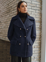 Double-Breasted Lapel Tweed Blazer