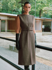 Belted Sleeveless Midi Dress