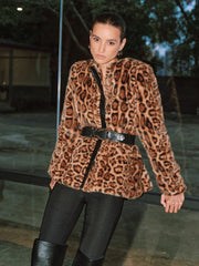 Belted Leopard Faux Fur Coat
