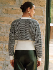 Metal Detail Chevron Knit Cardigan