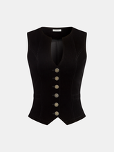 Button-Front Velvet Fitted Vest