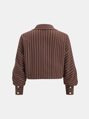 Loose Striped Knot Front Blouse