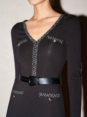 Belted V-Neck Flared Sleeve Maxi Dress