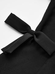 Mandarin Collar Bow Detail Mini Dress