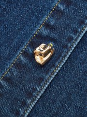Metal Button-Front Denim Shirt Dress