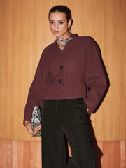 Stand Collar Tweed Jacket