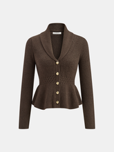 Shawl Collar Peplum Knit Cardigan
