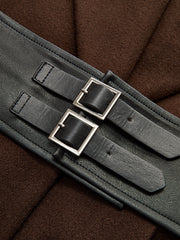 Oversized Collar Tweed Long Coat with Wide Belt