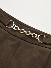 Chain Detail Wide-Leg Pants