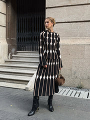 Geometric Pattern Knitted Maxi Skirt