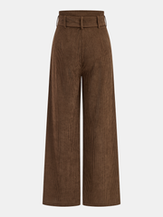 Belted Corduroy Wide-Leg Pants