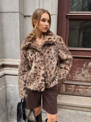 Leopard Print Faux Fur Coat