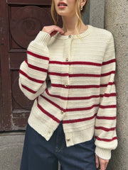Striped Metal Button Cardigan