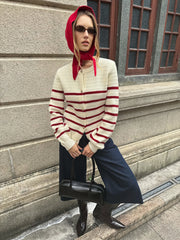 Striped Metal Button Cardigan