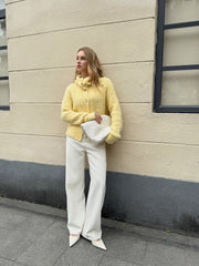 Wool Blend Collared Knit Cardigan