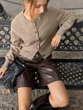 Crew Neck Button-Front Knit Cardigan