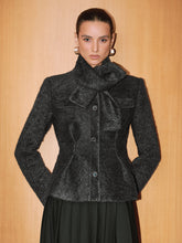 Button-Front Wool-Blend Coat with Scarf