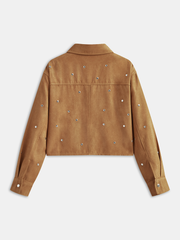 Studded Suede Effect Zipper Jacket