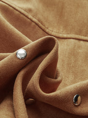 Studded Suede Effect Zipper Jacket