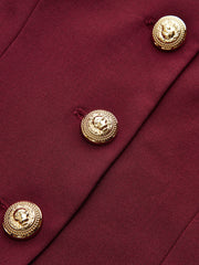 Square Neck Metal Button Fitted Blazer