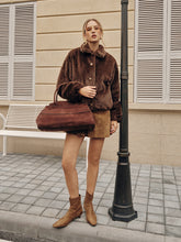 Metal Button Faux Fur Coat