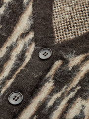 Button-Front Animal Print Knitted Vest