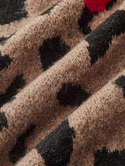 Cherry Leopard Print Knit Cardigan