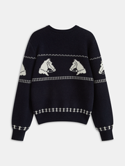 Horse-Pattern Wool-Blend Sweater
