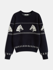 Horse-Pattern Wool-Blend Sweater