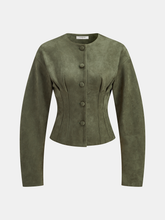 Suede Effect Cinched Waist Jacket