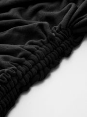 Contrast Ruffle Asymmetric Ruched Top