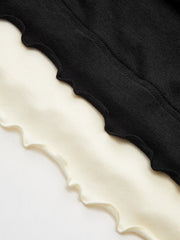 Contrast Ruffle Asymmetric Ruched Top