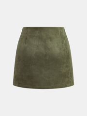 Suede Effect A-Line Mini Skirt
