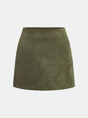 Suede Effect A-Line Mini Skirt