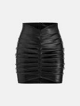 Faux Leather Ruched Mini Skirt