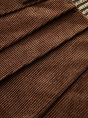 Belted Corduroy Pleated Mini Skirt with Knit Waistband