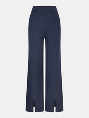 Knit V-Neck Cardigan and Slit Pants Set