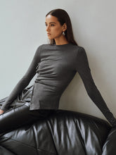 Asymmetric Ruched Long Sleeve Top
