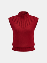 Mock Neck Knitted Sleeveless Vest