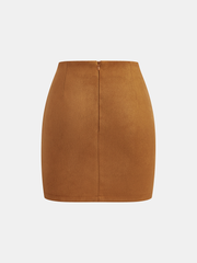 Suede Effect Ruched Mini Skirt