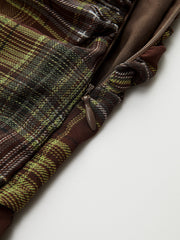 Plaid Chiffon Asymmetric Midi Skirt