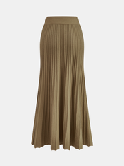 Flared Hem Knit Midi Skirt