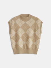 Argyle Knit Sleeveless Vest