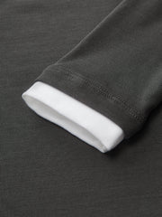 Contrast Collar Fitted Long-Sleeve Top