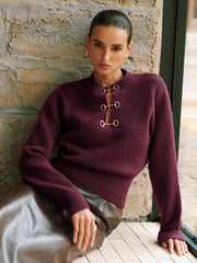 Horsebit Detail Long Sleeve Sweater