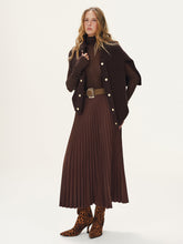 Belted Suede Effect Pleated Midi Skirt