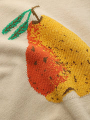 Lace-Up Trim Pear Pattern Sweater