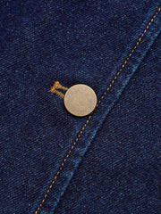 Curved Sleeve Contrast Collar Denim Jacket